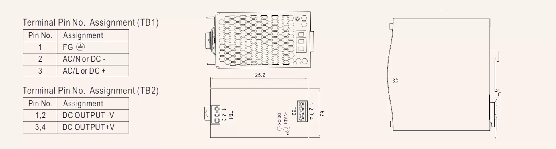 NDR dinrail 240W AC to DC switching power supply