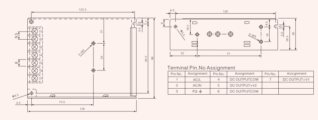 AC TO DC smps 30W Dual output supply unit