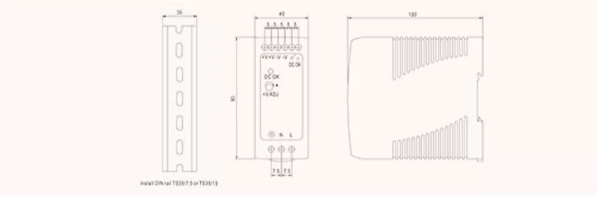 WEHO 40W single output DIN Rail switching power supply