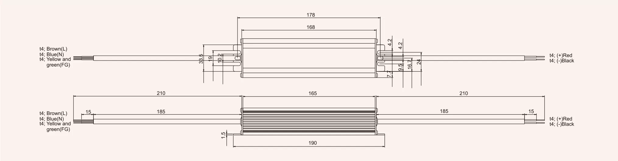 Waterproof IP67 LED driver AC 110v/220v 50W power supply mechanical specification