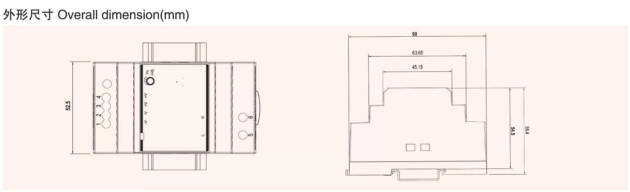 AC to DC DIN Rail Power Supply 60W 5V 12V 24V 48V Ultra Slim Step Shape DIN Rail HDR-60 title=